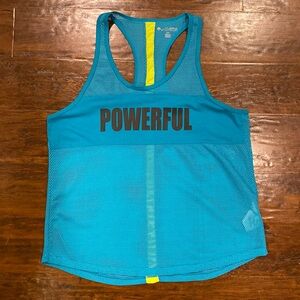 Beachbody Autumn Calabrese Popping Blue POWERFUL Mesh Racer Back Tank Size Med